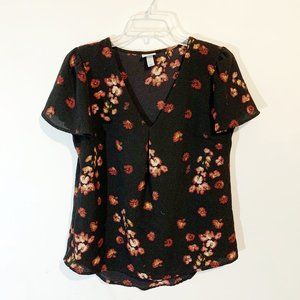 Black Floral Blouse